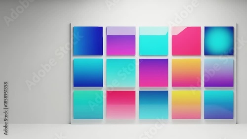 Colorful Gradient Panels Displayed on a Wall
