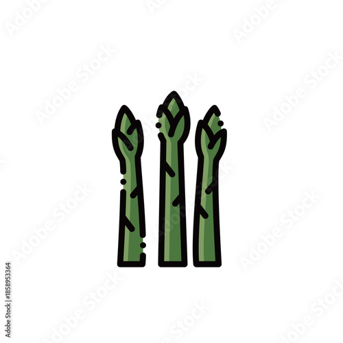 Cute asparagus spears with fresh green stems & tips. Perfect for vegetable or healthy food designs. Editable & scalable.