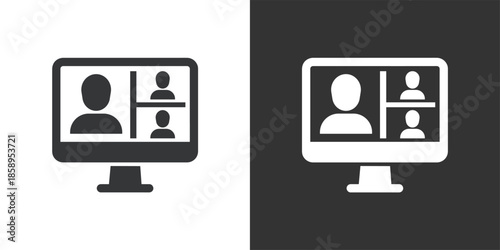 Virtual Video Conference icon. Solid glyph series icon