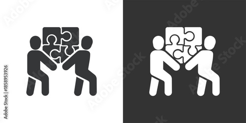 Shared Puzzle Solution icon. Solid glyph series icon