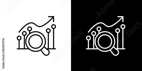 Magnifying Glass Over Growing Bar Chart Illustrating Business Growth and Financial Analysis