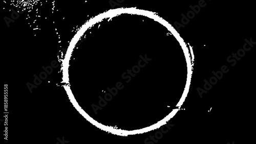 White Circle Painted on Cracked Asphalt Road Surface Texture with Golden Hour Lighting