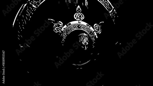 Intricate Medieval Viking Round Shield with Lion Head Ornament and Celtic Knotwork Detail