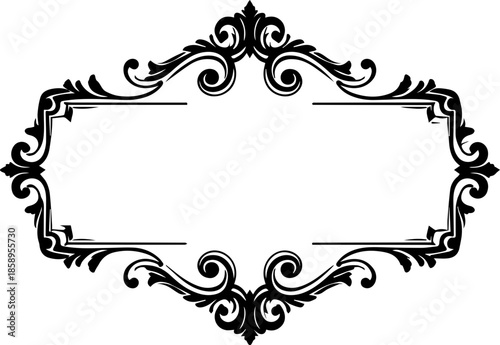 Elegant Dark Scrollwork Frame with Soft Shadows and Decorative Filigree Border Design