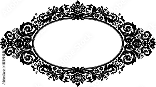 Elegant vintage flourish frame for invitation design or decorative label, perfect for branding, stationery, and classic announcements, originally a scalable vector