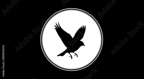 Elegant silhouette of a bird in flight, perfect for logo design or branding. A symbol of freedom, independence, and the beauty of nature's artistry.