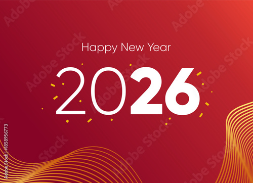 happy new year 2026 festive number design, editable content