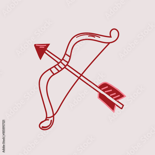 Hand drawn coquette love Arrow for Valentines Day icon clipart avatar isolated illustration