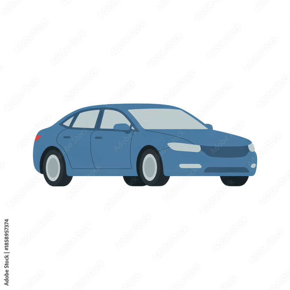 Fototapeta premium Vector Illustration of a Blue Sedan Car with Clean Lines and Simple Design Elements