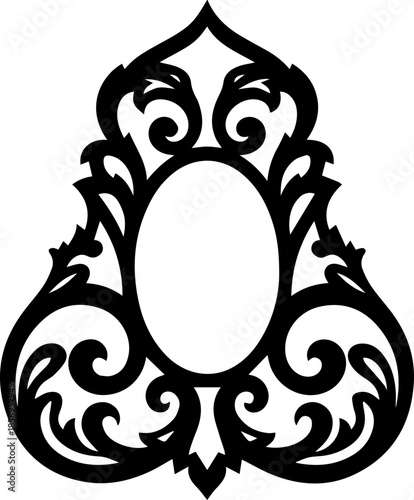 Decorative Oval Floral Scrollwork Frame in Vintage Style