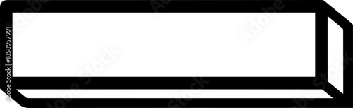 3D Isometric Rectangular Box or Bar Element in Black and White