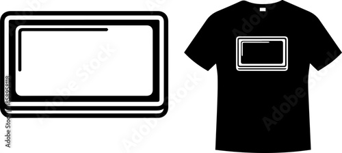 Rounded Rectangle Frame Graphic Mockup Displayed on a Black T-Shirt for Apparel Design Branding