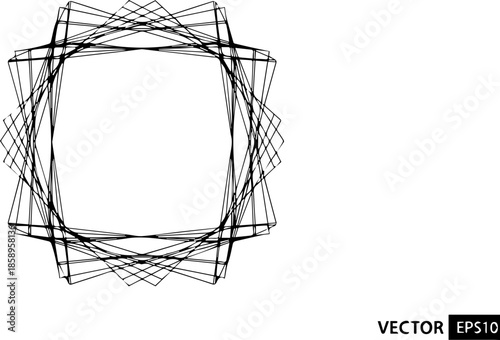 Abstract Spiky Geometric Frame Created from Overlapping Squares for Modern Branding Concepts