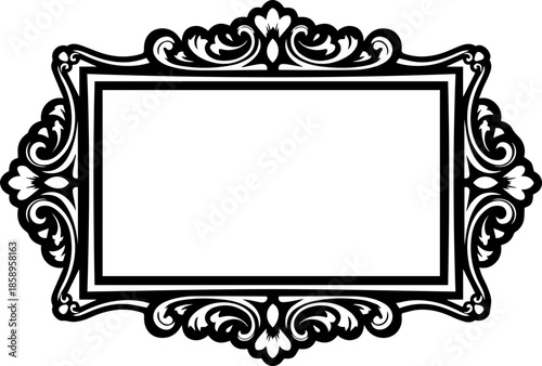 Canvas Print Ornate Baroque Filigree Frame Silhouette for Elegant Invitation Designs