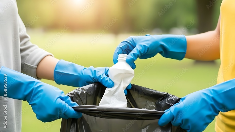 Obraz premium Environmental Cleanup Activity Focused on Plastic Recycling