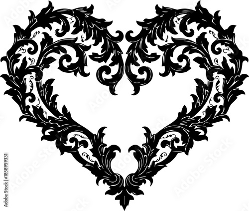 Elegant floral heart design for wedding invitations, Valentine's Day cards, and romantic design projects needing a touch of timeless beauty and vector precision