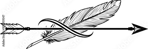 Striking arrow with a feather design conveys freedom, focus, and precision, ideal for brands seeking to project accuracy and creative inspiration