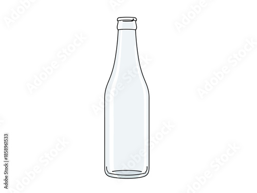 Clear Glass Bottle Outline on White Background