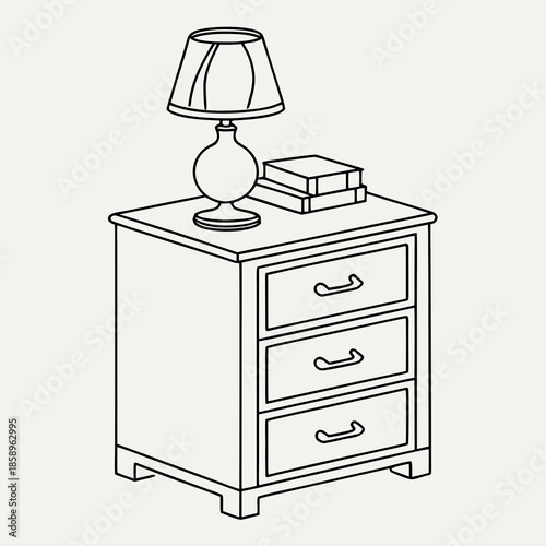 Simple nightstand with lamp and books