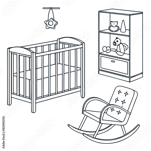 Cozy nursery setup with crib and rocking chair