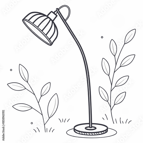 Modern table lamp with greenery