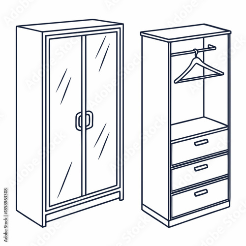 Modern wardrobe with drawers and hanging space