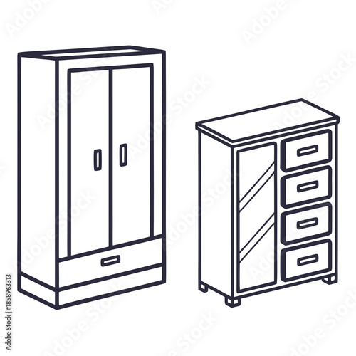 Modern wardrobe and dresser set