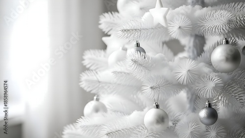 Minimal White Christmas Tree Close-Up