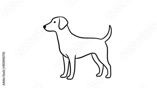 Simple line art illustration of a standing dog, showcasing a clean and minimalist animal silhouette perfect for various design concepts and pet-related projects and branding