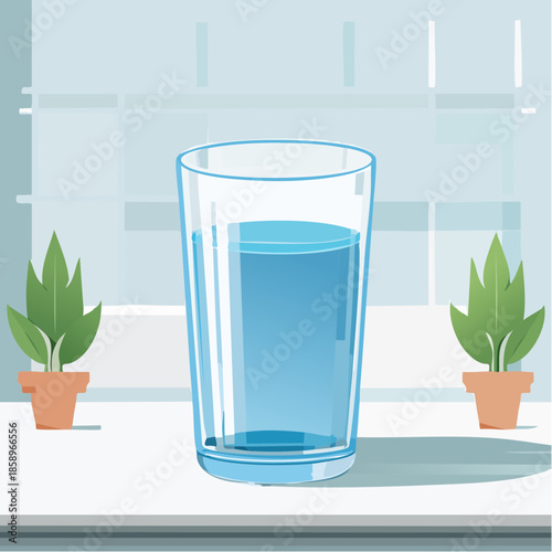 透明なコップに入った水のイラスト