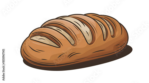 Brown Baguette Isolated on White Background
