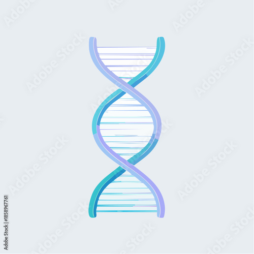 Clean geometric DNA helix vector with soft pastel gradient. Minimalist molecular structure symbolizing genetics, biology, and scientific discovery in a modern style