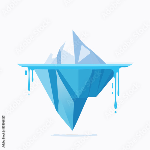 Melting Iceberg Floating in Ocean, Geometric Triangular Shapes with Dripping Water