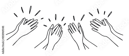 Hand drawn doodle style clapping hands symbolizing applause, success, and congratulation, perfect for expressing support and recognition in various visual communications.