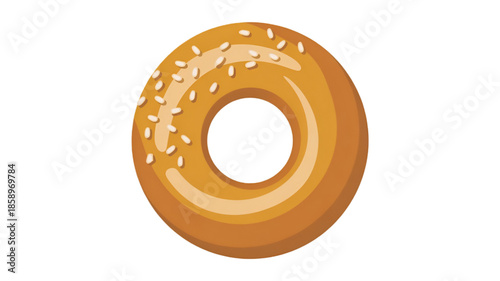 Sesame Bagel Isolated on White