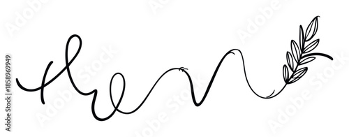 Handwritten cursive word then featuring a delicate leaf drawing perfect for social media posts, blog headers, wedding stationery, or inspirational branding applications