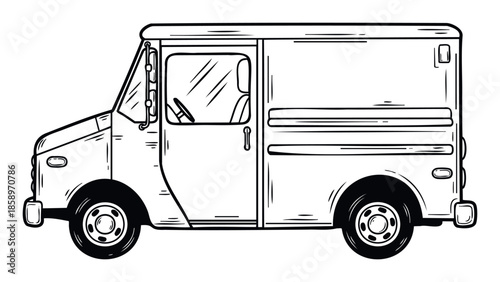 A vintage style delivery truck with a distinct side view captures the essence of commercial transportation for logistics, service, or businessrelated projects and visual campaigns.