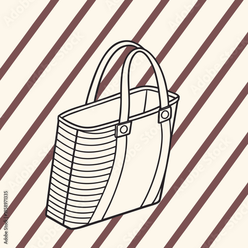 Striped handbag with handles