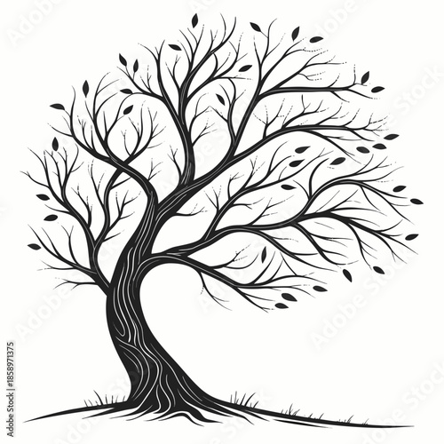 Intricate tree with twisted roots