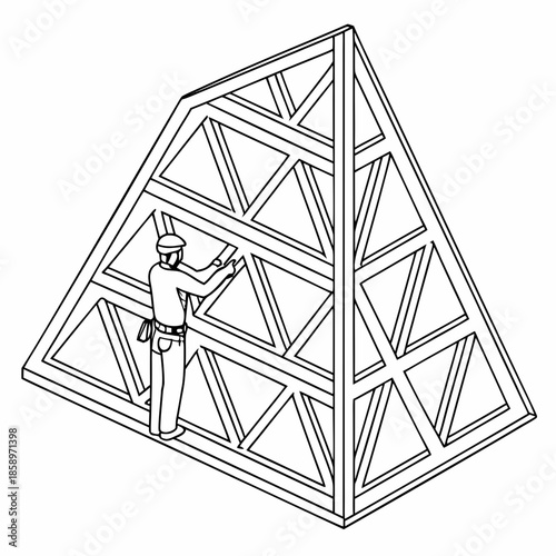 Engineer inspecting geodesic dome framework