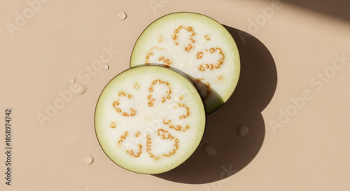 Top View of Thai Eggplant on beige Background