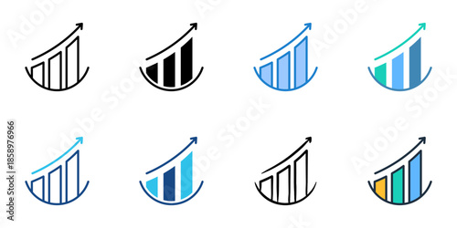 Growth icons set multiple style collection. Editable stroke 
