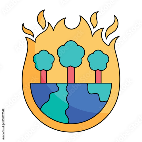 Wildfire Trees Climate Change Illustration


