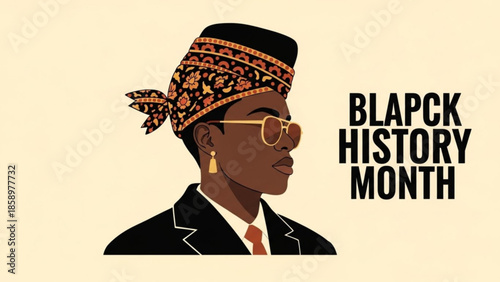 Illustration of a person celebrating Black History Month with cultural attire