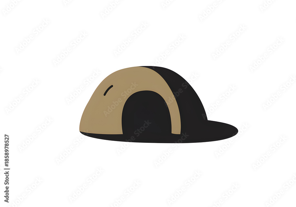 Fototapeta premium Groundhog burrow hole with shadow, clean flat design, isolated vector 