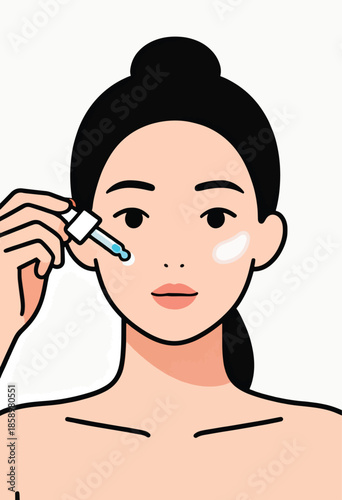 Woman applying facial serum with a dropper for skincare routine