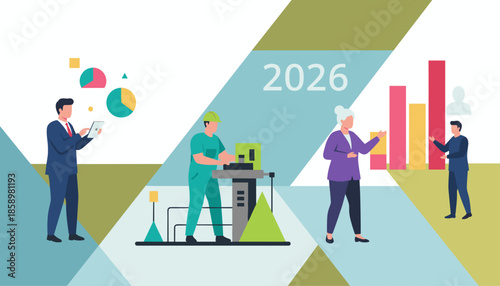 Future business strategy 2026 corporate management industrial production and data analysis