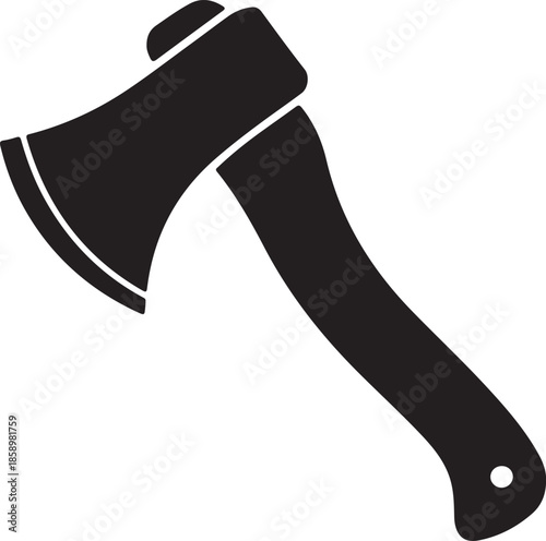 Black Axe Illustration on White Background - Simple Vector Graphic of Chopping Tool for Logging