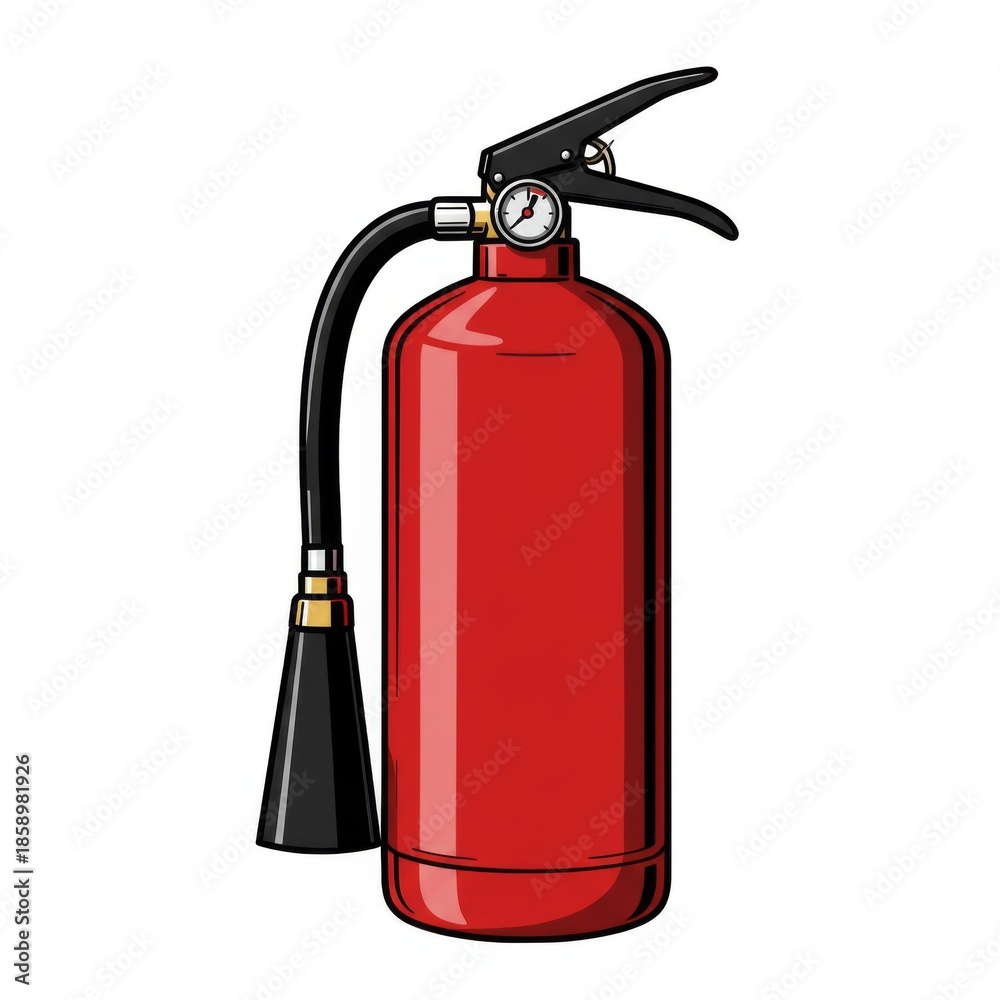 Obraz premium Red Fire Extinguisher Safety Equipment Illustration
