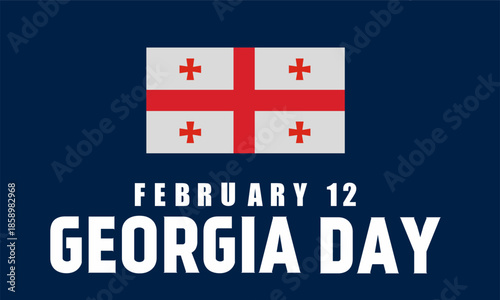 Flat Cartoon Background. Georgia Day, February 12th